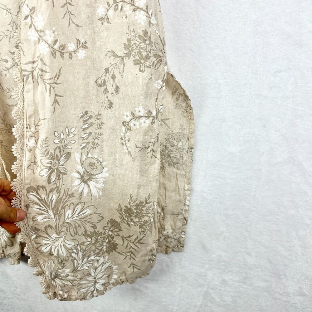 Elena Baldi Linen Duster Cardigan Coverup One Size Floral Boho Lagenlook Beach - Picture 5 of 7